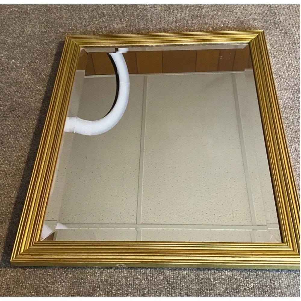 Vintage Gold Framed Beveled Wall Mirror 23x18.5 Heavy Retro‎ Traditional Regency